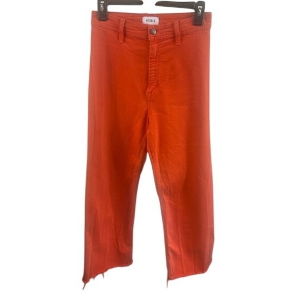 Pistola Orange Raw Hem High Rise Wide Leg Cropped Jeans Orange‎ Size 27
